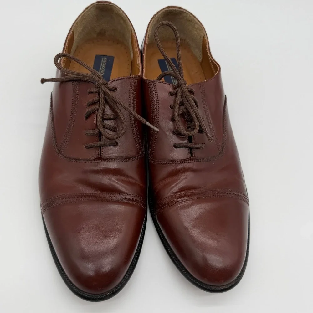 Giorgio Brutini Mens 11 D Burgundy Leather Cap Toe Oxford Dress Shoes Brazil